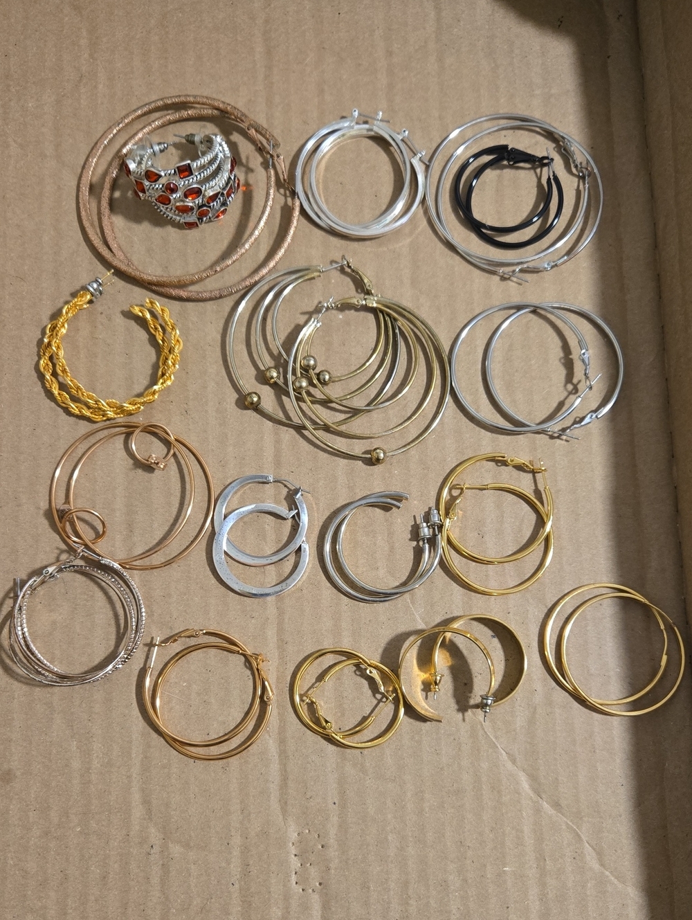 Mixed Metal Hoop Earrings Set - Gold & Silver
